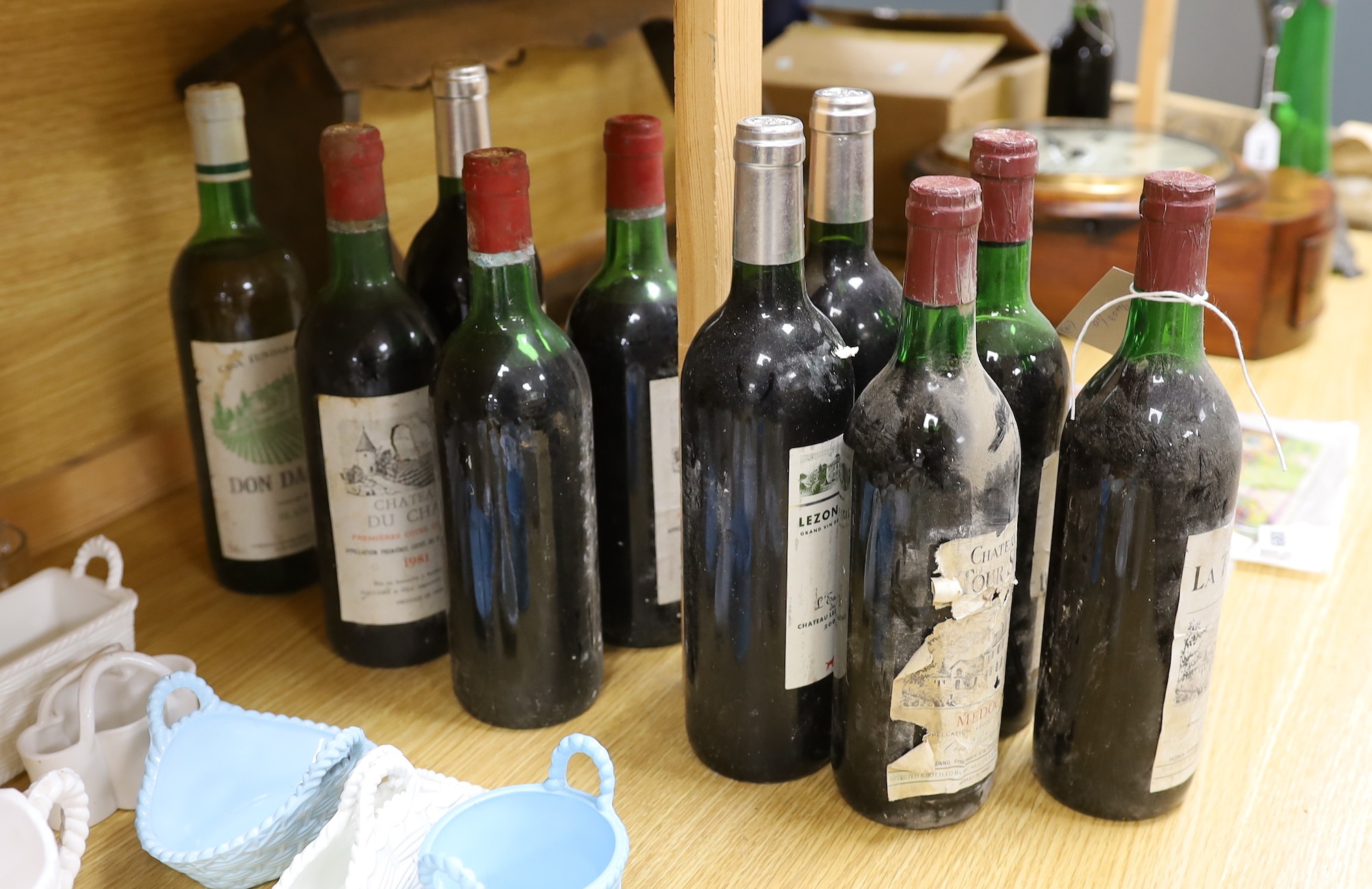 Ten bottles of miscellaneous claret